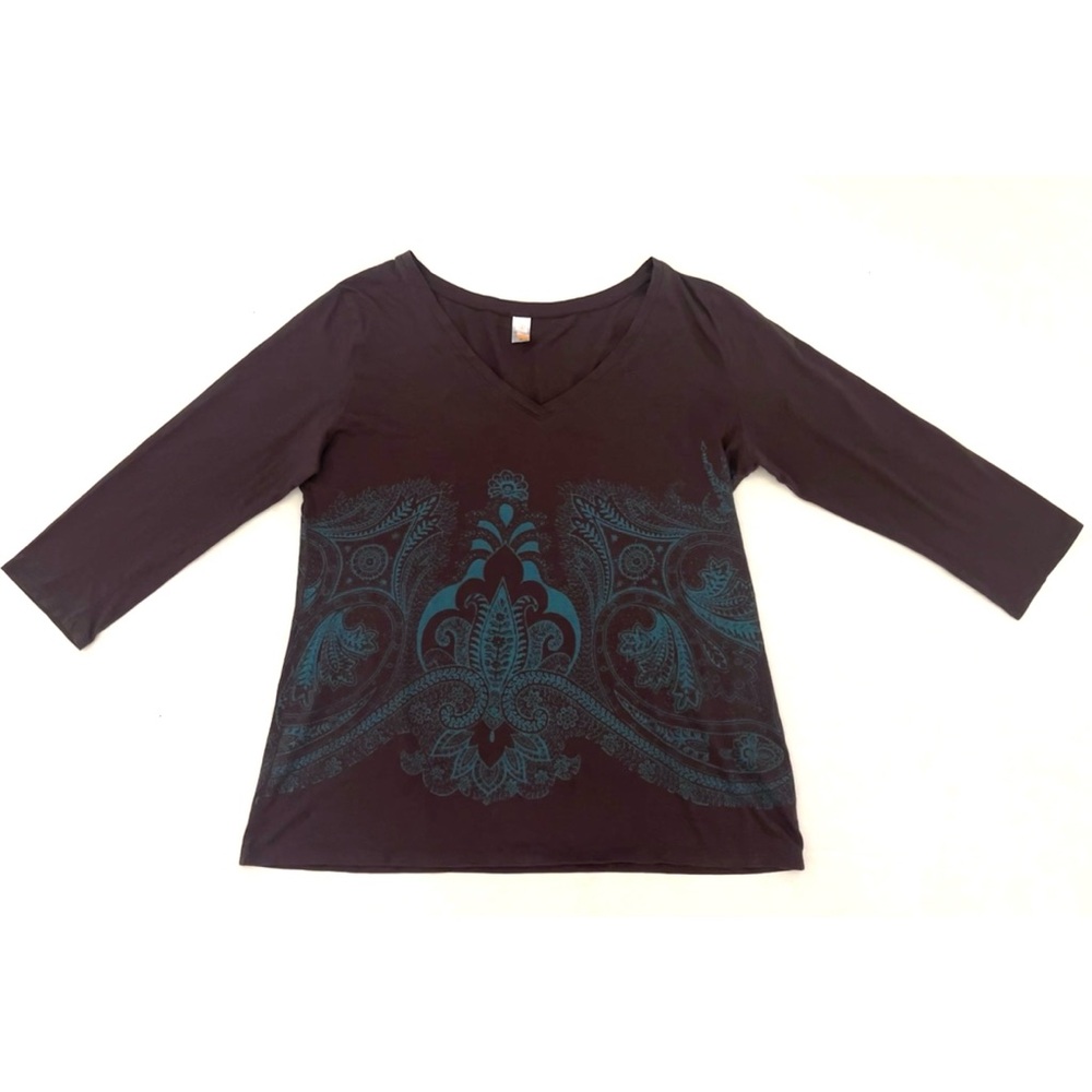 Lucy Paisley Pima Cotton Tee Top Sz XL
